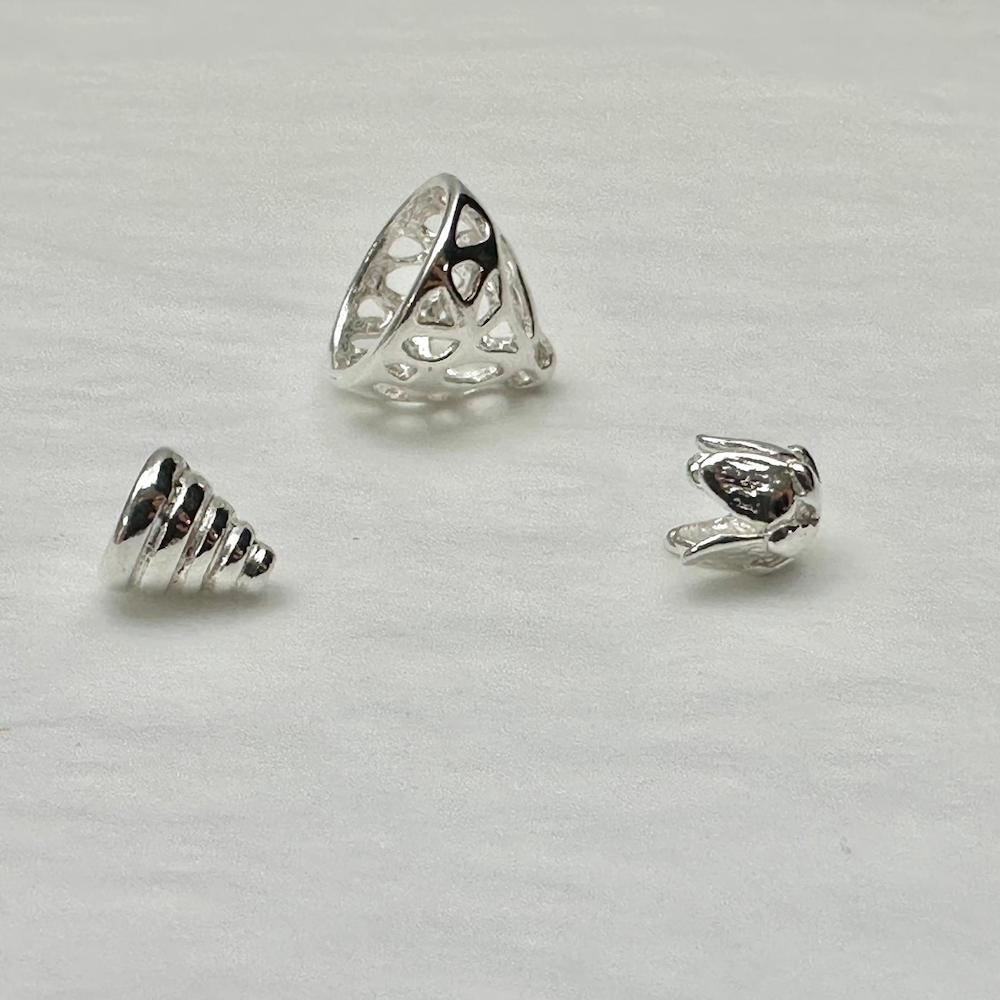 Sterling Silver 1 x Tulip Shape & 1 x Spiral 4mm Bead Cap & 1 x Filagre 10mm Bead Cap - Image 3