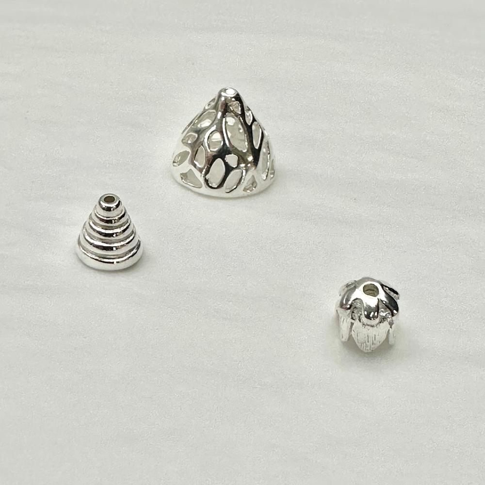 Sterling Silver 1 x Tulip Shape & 1 x Spiral 4mm Bead Cap & 1 x Filagre 10mm Bead Cap