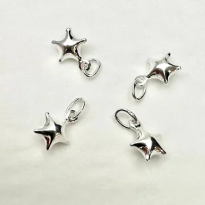 Sterling Silver Star Charm Approx 6 x 6.5mm 4 Piece Pack