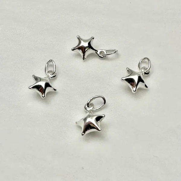 Sterling Silver Star Charm Approx 6 x 6.5mm 4 Piece Pack - Image 2