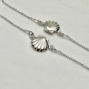 Sterling Silver Shell Link Anklet 9 inch Chain with 1 inch Extender