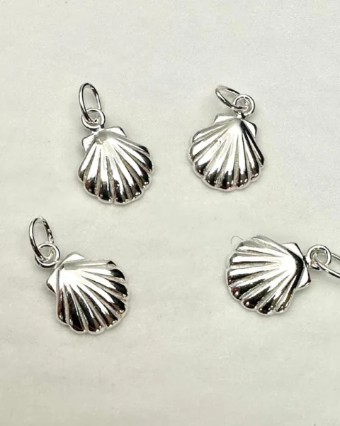 Sterling Silver Shell Connector Approx 9 x 14mm 4 Piece Pack