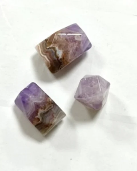 Lace Amethyst Faceted Barrel Beads ( off centre drill holes) Approx 20mm 3pc Pack
