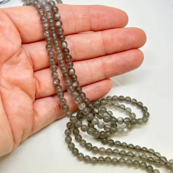Black Moonstone Smooth Round Beads Approx 4mm 38cm Strand - Image 2
