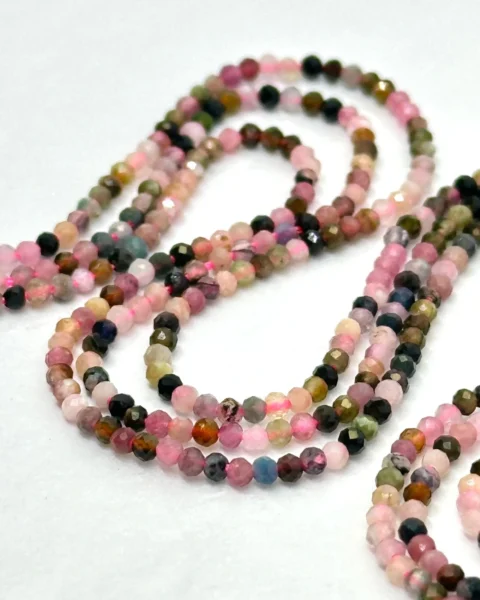 Multi Tourmaline Micro Faceted Rounds Approx 2mm 38cm Strand