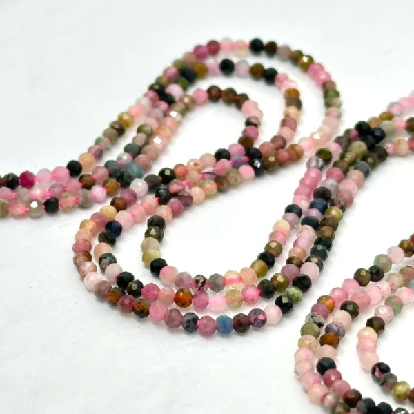 Multi Tourmaline Micro Faceted Rounds Approx 2mm 38cm Strand