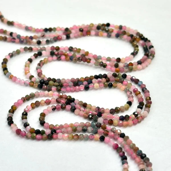 Multi Tourmaline Micro Faceted Rounds Approx 2mm 38cm Strand - Image 2