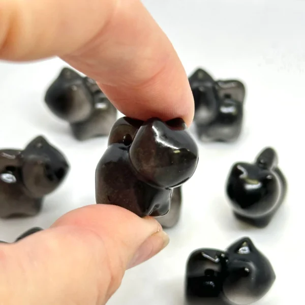 Obsidian Carved Cat Bead Approx 23mm 1pc - Image 2