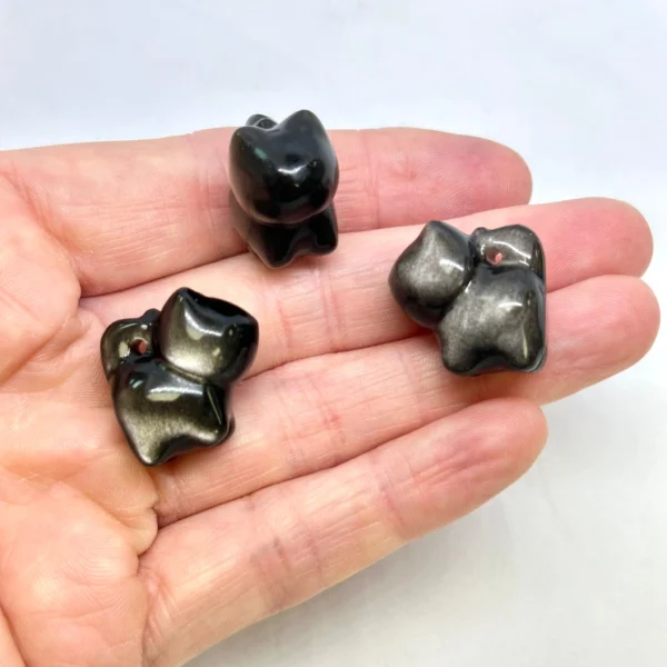 Obsidian Carved Cat Bead Approx 23mm 1pc - Image 3
