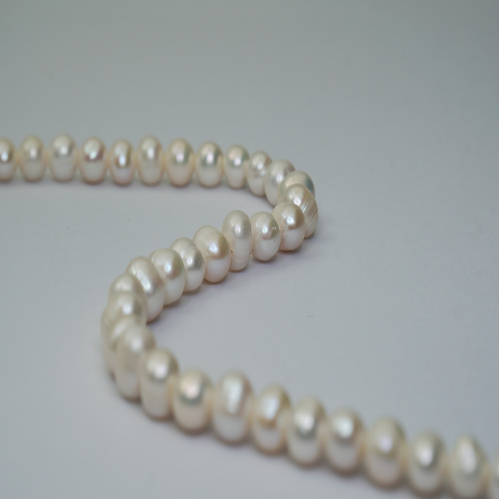 Freshwater Cultured Cream Mixed Oval Approx 8mm 38cm String