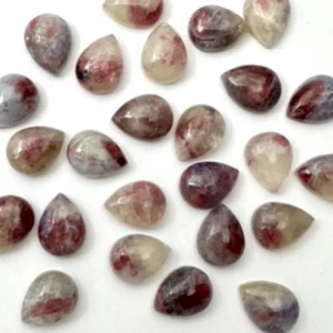 Plum Blossom Tourmaline Pear Shape Cabochon Approx 12 x 16mm 2pcs