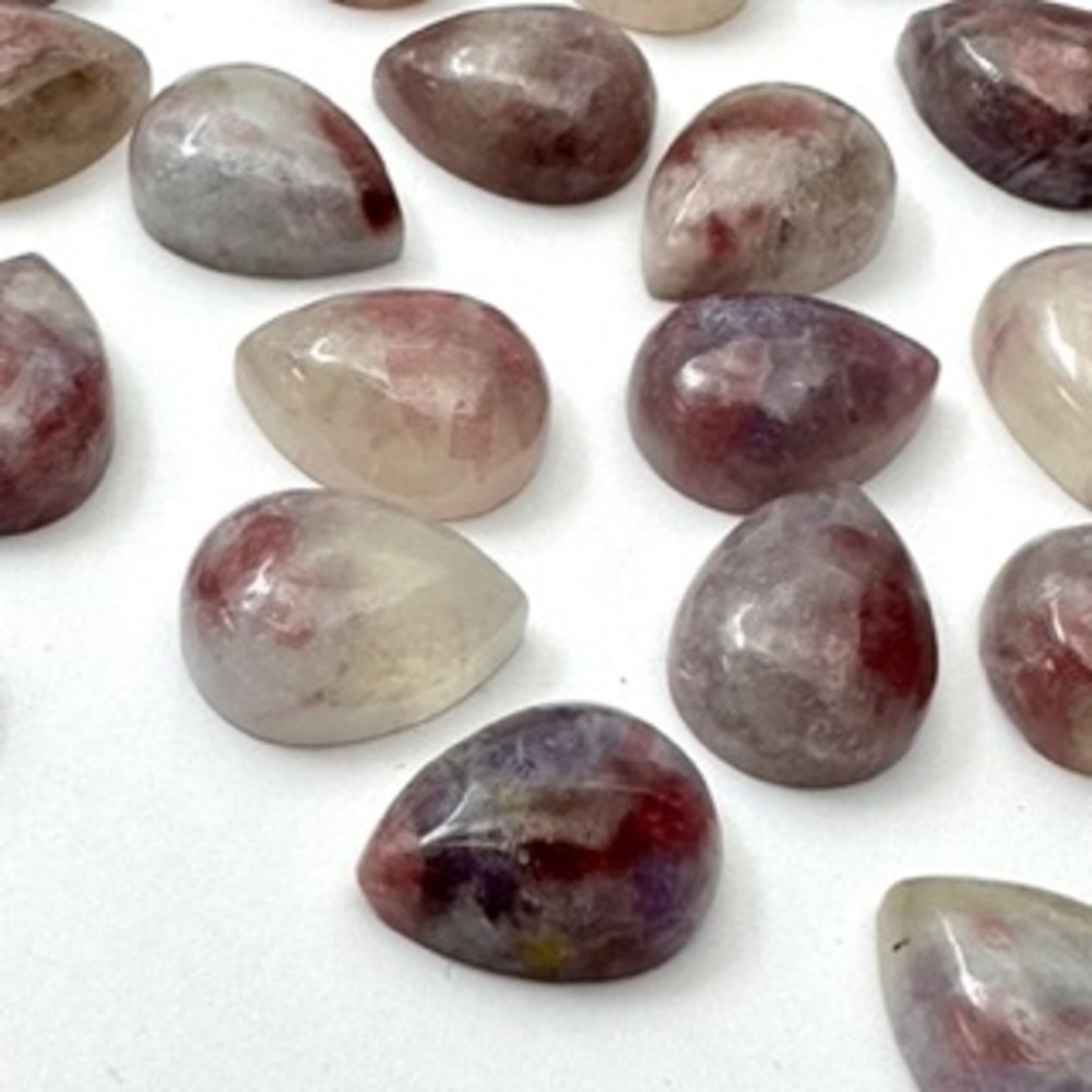 Plum Blossom Tourmaline Pear Shape Cabochon Approx 12 x 16mm 2pcs - Image 2
