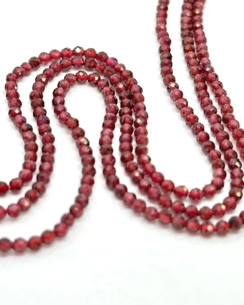 Garnet Micro Faceted Round Beads Approx 2mm 38cm Strand