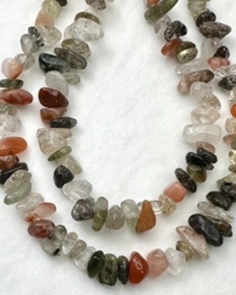 Mixed Rutilated Quartz Chips Approx 5 x 8mm Approx 78cm Strand