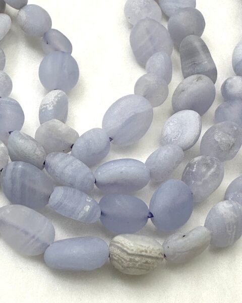 Blue Lace Agate Matt Nuggets Approx 5 x 8mm Approx 38cm Strand