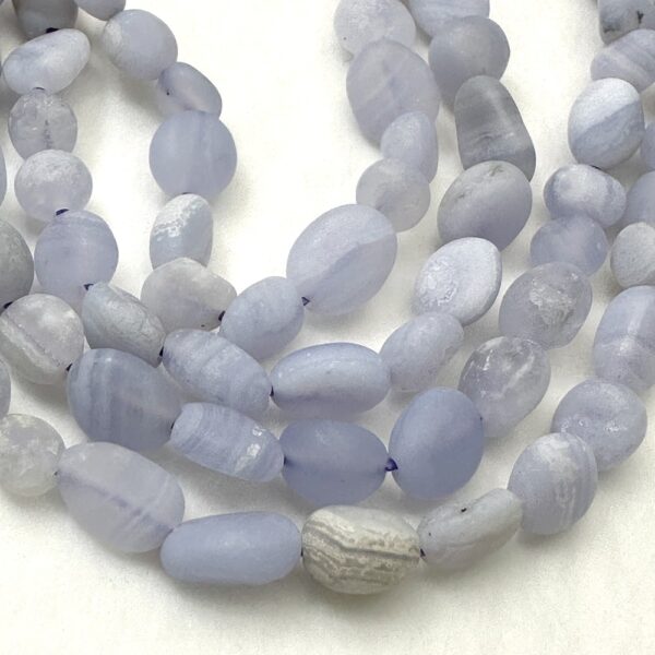 Blue Lace Agate Matt Nuggets Approx 5 x 8mm Approx 38cm Strand