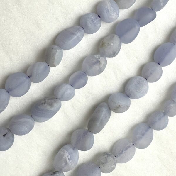 Blue Lace Agate Matt Nuggets Approx 5 x 8mm Approx 38cm Strand - Image 2