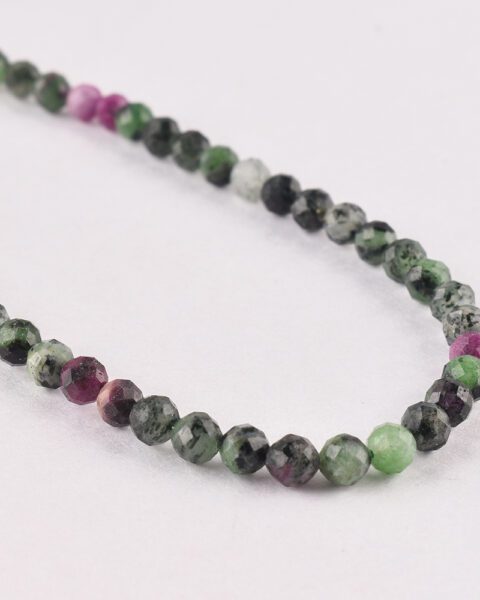 Ruby Zoisite Faceted Round Approx 4mm Beads Approx 38 cm Strand