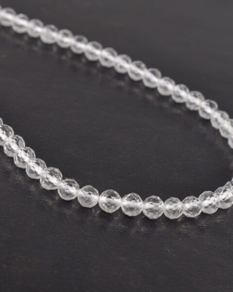 Clear Quartz Faceted Round Approx 4mm Beads Approx 38 cm Strand