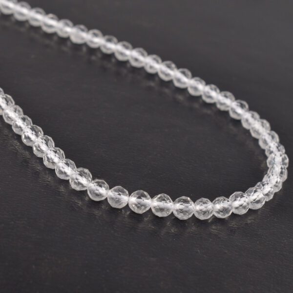 Clear Quartz Faceted Round Approx 4mm Beads Approx 38 cm Strand