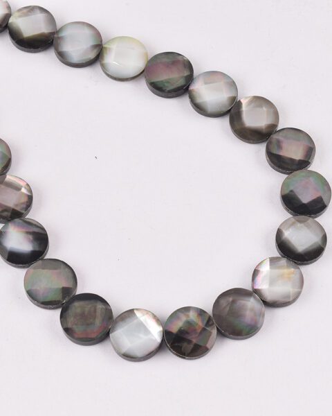Abalone Shell Silver (constructed) Coin 14x14mm 38 cm Strand