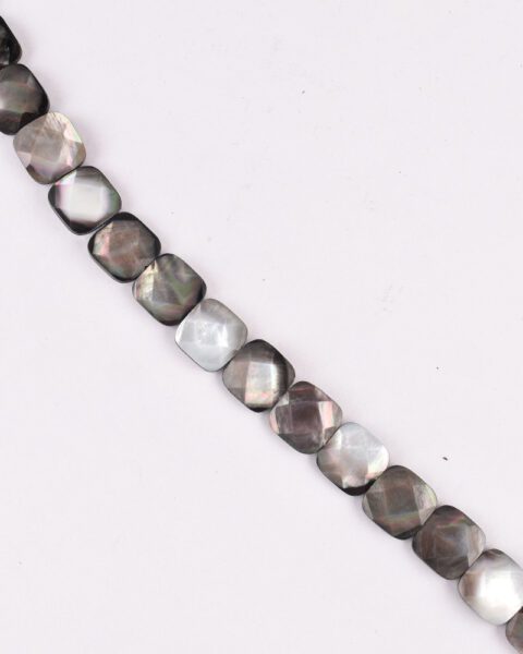 Abalone Shell Silver (constructed) Square 14x14mm 38 cm Strand