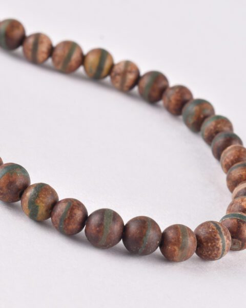 Dark Green Stripped Tibetian Dzi Round Beads Approx 6mm 38 cm Strand
