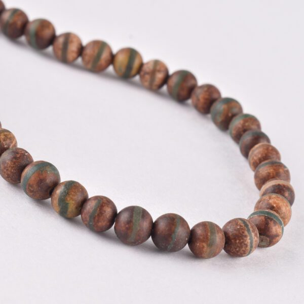 Dark Green Stripped Tibetian Dzi Round Beads Approx 6mm 38 cm Strand