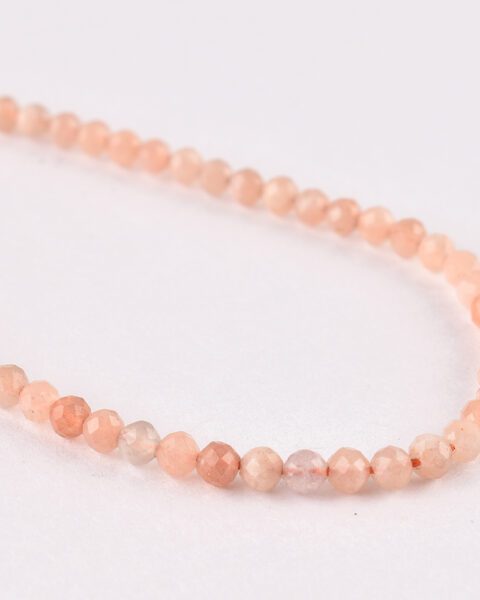 Peach Moonstone Faceted Round Approx 3mm Beads Approx 38 cm Strand