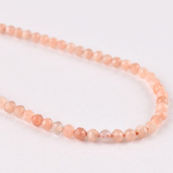 Peach Moonstone Faceted Round Approx 3mm Beads Approx 38 cm Strand