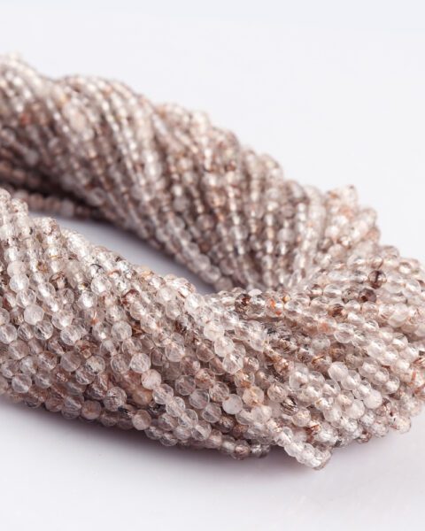 Golden Rutile Quartz Micro Faceted Round Beads Stand Approx 2.5mm 32 Cm