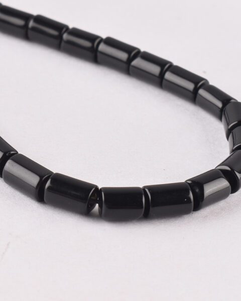 Black Obsidian 5x8mm Tube 38 cm Strand
