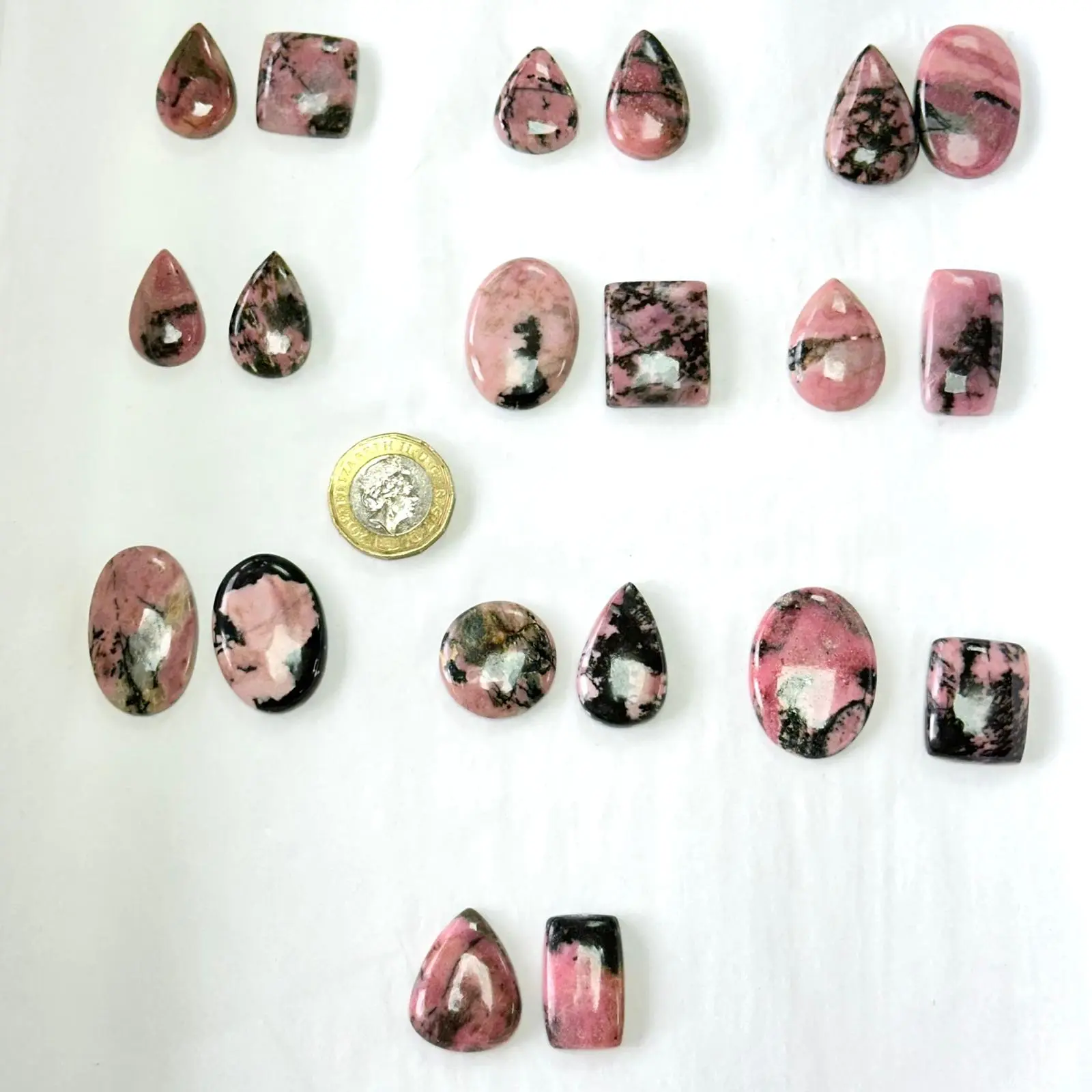 Rhodonite Mixed Shape Cabochons 2pcs - Select Your Own - Image 2