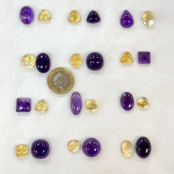 Amethyst and Citrine Mixed Shape Ring Size Cabochons 2pcs- Select Your Own - Image 2