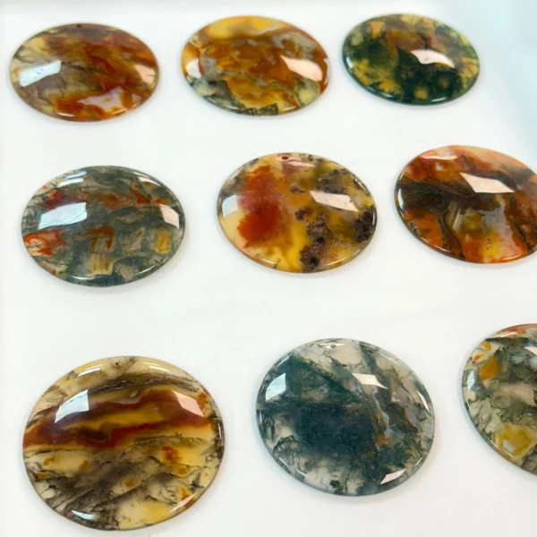 Moss Agate & Carnelian Round Cabochon With Top Drill 1pc - Select Your Own - Image 4