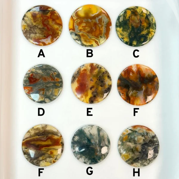 Moss Agate & Carnelian Round Cabochon With Top Drill 1pc - Select Your Own - Image 3