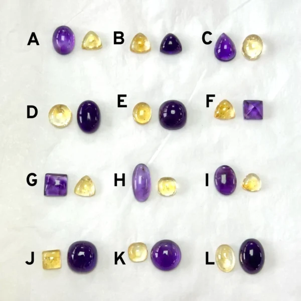 Amethyst and Citrine Mixed Shape Ring Size Cabochons 2pcs- Select Your Own - Image 3