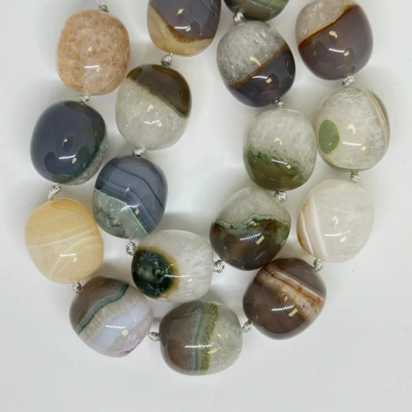 Dyed Agate Brown/Green Elongated Round Approx 20mm Beads Approx 21cm Strand
