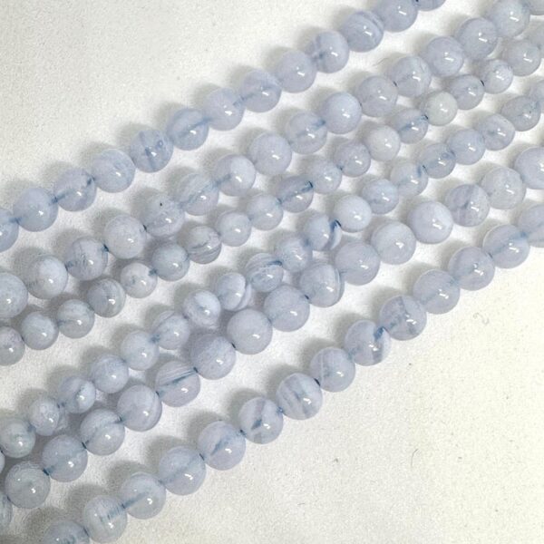 Blue Lace Agate Smooth Round Approx 4mm Beads Approx 39cm Strand - Image 2
