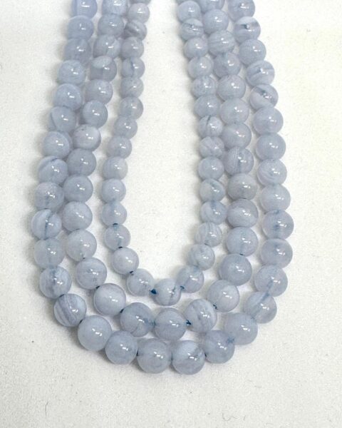 Blue Lace Agate Smooth Round Approx 4mm Beads Approx 39cm Strand