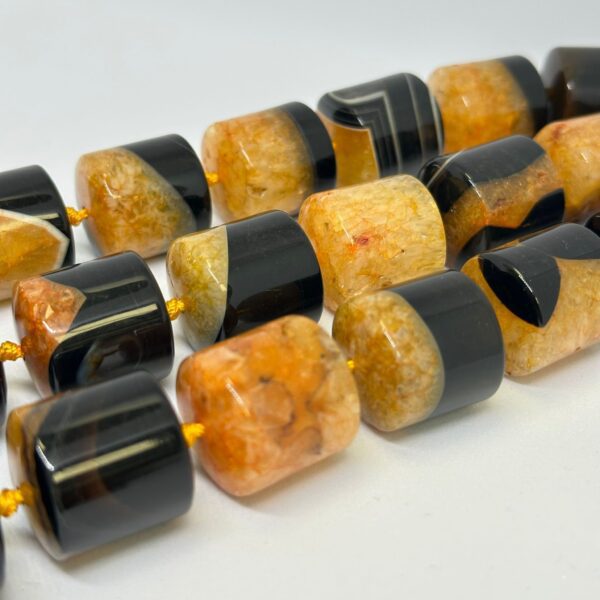 Dyed Agate Orange Barrel Shape Approx 18mm Beads Approx 21cm Strand - Image 2
