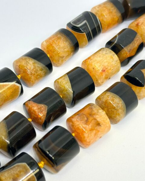 Dyed Agate Orange Barrel Shape Approx 18mm Beads Approx 21cm Strand