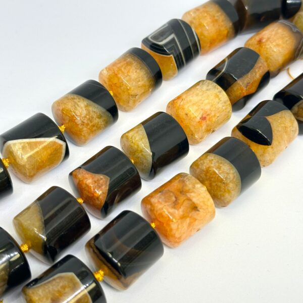 Dyed Agate Orange Barrel Shape Approx 18mm Beads Approx 21cm Strand