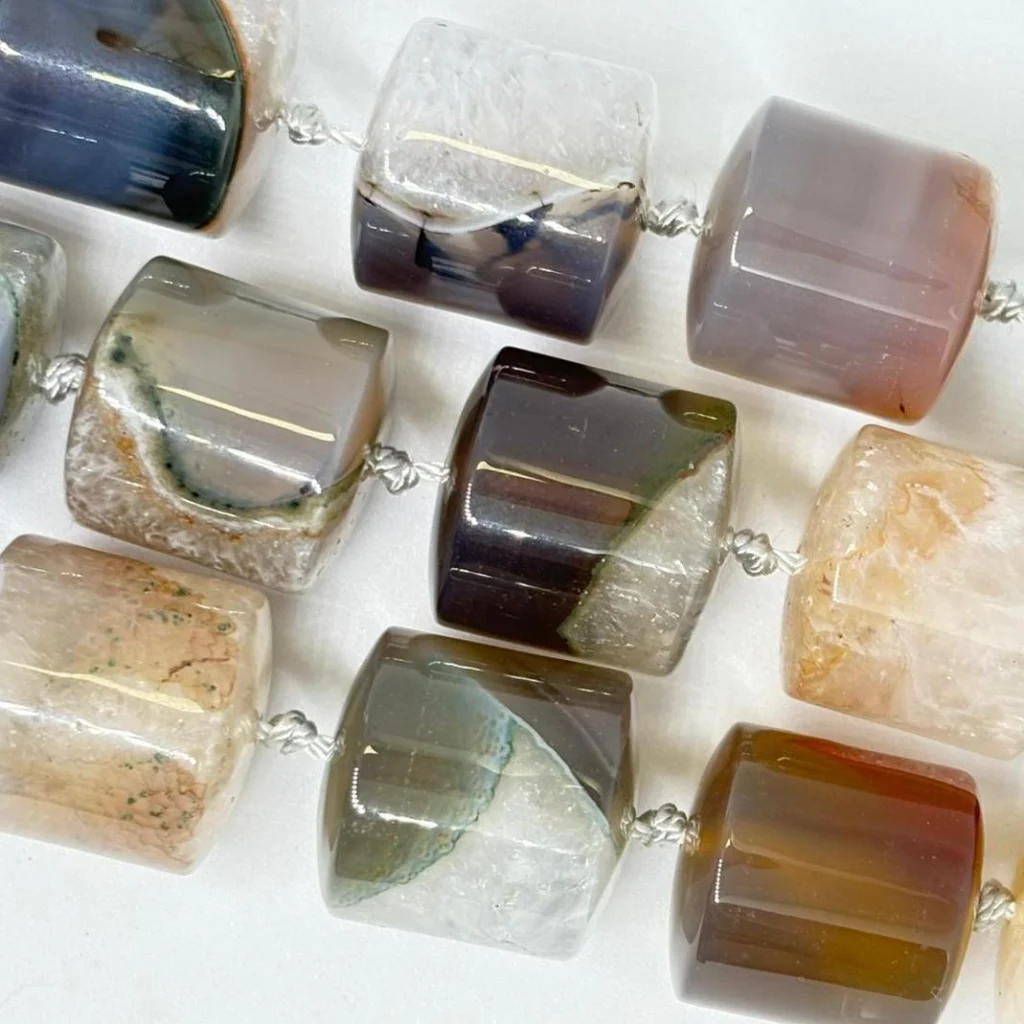 Dyed Agate Brown/Green Barrel Shape Approx 18mm Beads Approx 21cm Strand