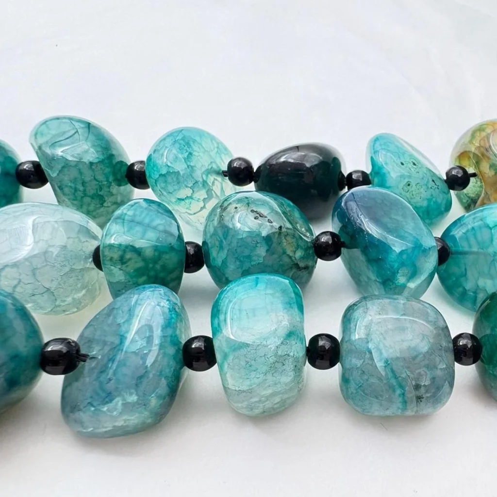 Dyed Blue Agate Tumble Bead Strand with Spacers Approx 45cm