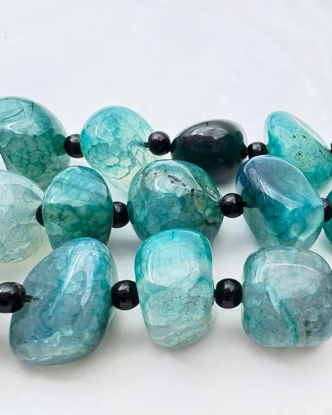 Dyed Blue Agate Tumble Bead Strand with Spacers Approx 45cm