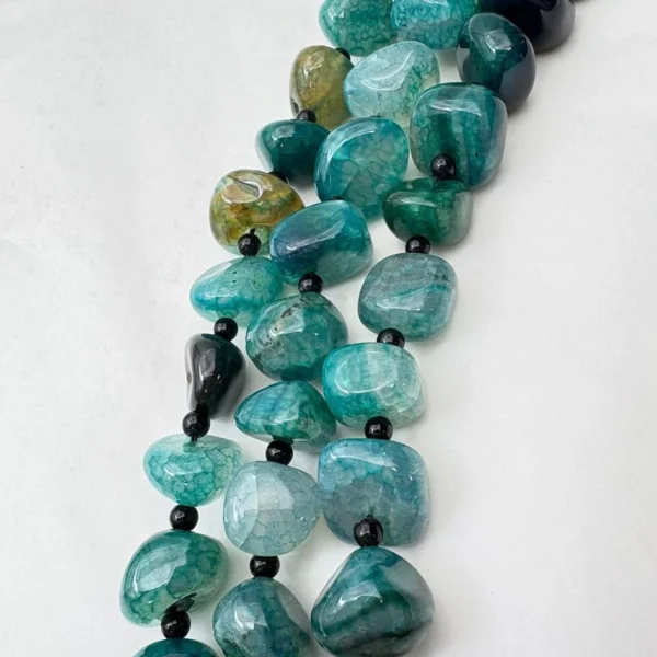 Dyed Blue Agate Tumble Bead Strand with Spacers Approx 45cm - Image 4