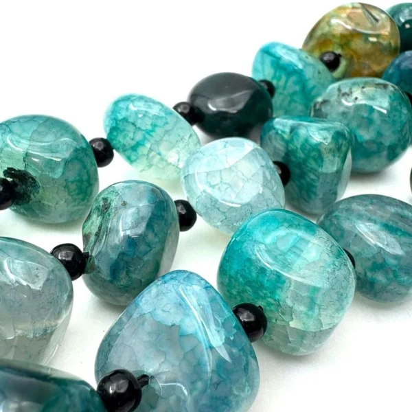 Dyed Blue Agate Tumble Bead Strand with Spacers Approx 45cm - Image 3