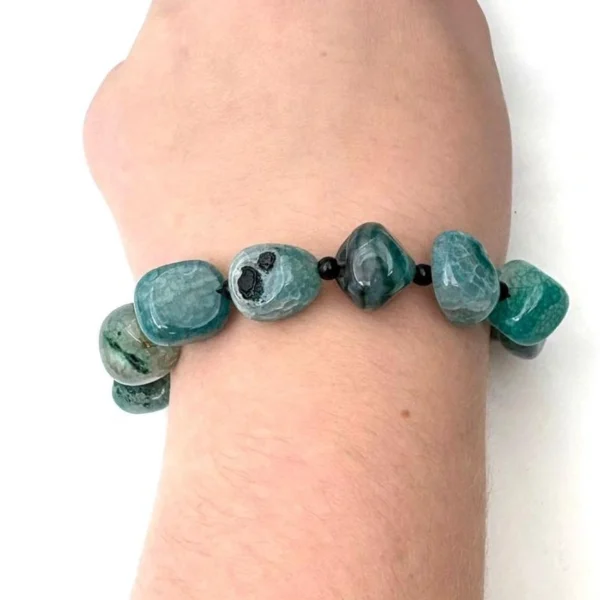 Dyed Blue Agate Tumble Bead Strand with Spacers Approx 45cm - Image 2