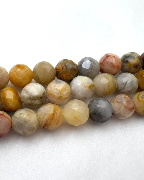 Crazy Agate Faceted Round Approx 6mm Beads Approx 39cm Strand
